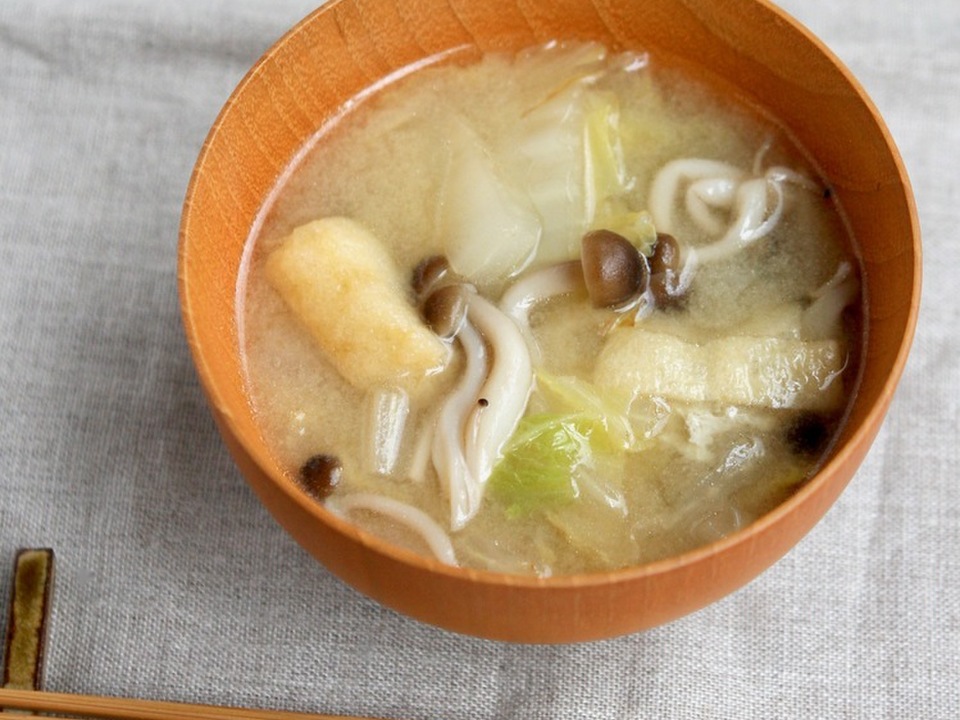 農家のレシピ 白菜としめじのごま味噌汁