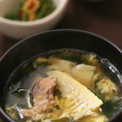 さば水煮缶とたけのこの味噌汁