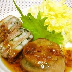 梅だれ肉巻き大葉れんこん