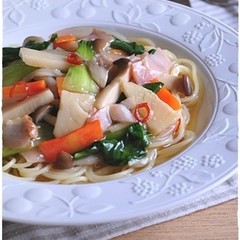残り野菜であんかけパスタ