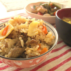 簡単 牛肉入り炊き込みたけのこご飯