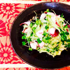 タコとセロリとカイワレのエスニックサラダ