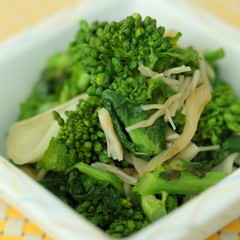 菜の花とほたての醤油バターソテー
