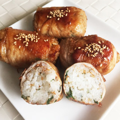 簡単 焼肉のタレで肉巻きおにぎり