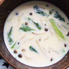 きのことチンゲン菜のミルクスープ