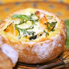 バターを使わない春菊と海老のキッシュ