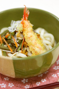 海老天入り 山菜うどん