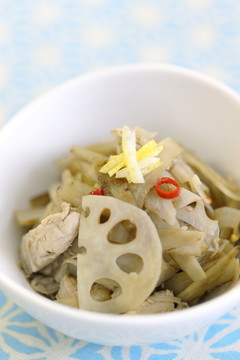 柚子香る❦鶏肉入り根菜のきんぴら