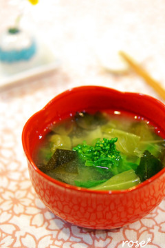 春の香り 菜の花 春キャベツのお味噌汁