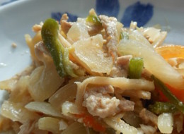 豚肉で チンジャオロース