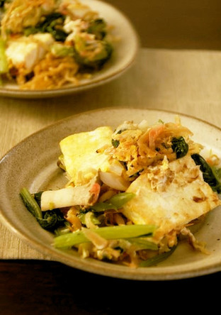 豆腐と小松菜のチャンプルー