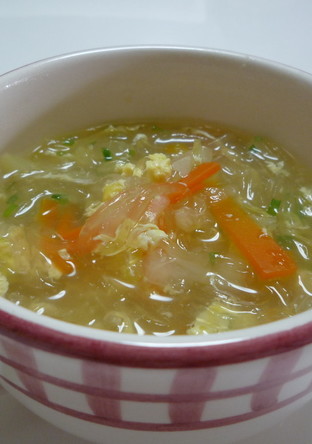 簡単 野菜たっぷり春雨スープ