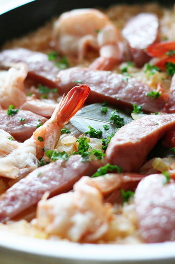 フライパンでパエリア気分