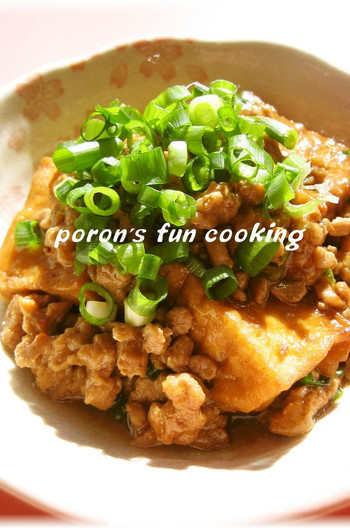 あげと豚ひき肉の甘辛すき焼き風