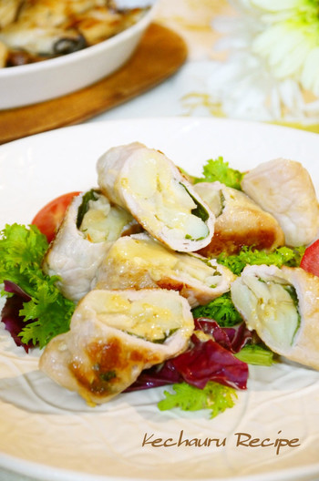 豚肉のエリンギポテト巻き 柚子胡椒ダレ