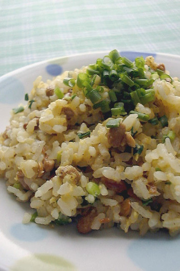 電子レンジで作る納豆炒飯