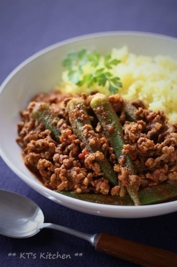 オクラのキーマカレー