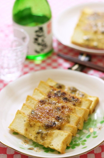 厚揚げのふき味噌マヨのせ焼き