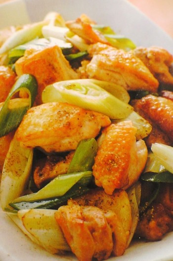 おいしく出来る鶏と葱の山椒風味