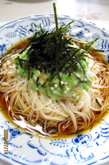 たっぷりオクラのそうめん