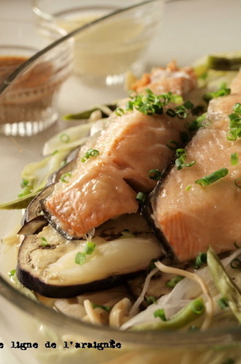 レンジで 柚子胡椒で鮭のちゃんちゃん風