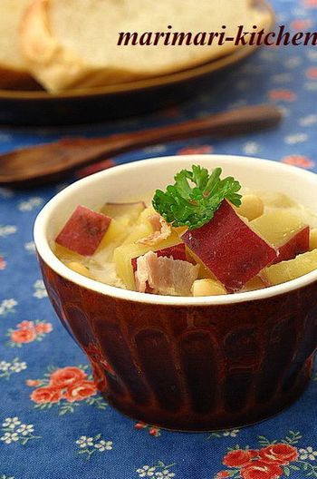 さつまいもと大豆のミルクスープ