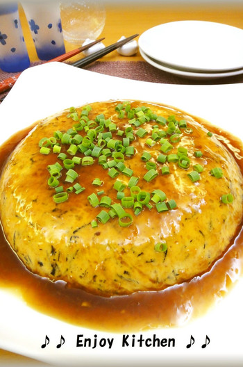 豆腐とひじきのレンジ蒸し 生姜甘酢あん