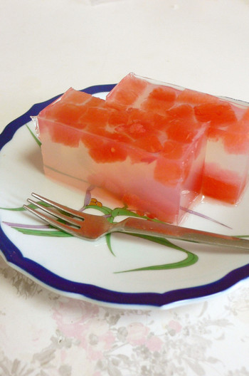 夏デザート しゃりしゃりすいか寒天