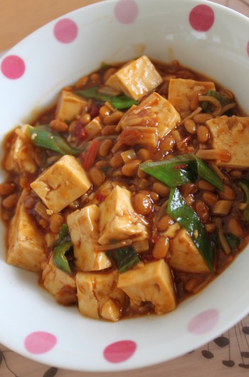 ピリッとおいしい 納豆入り麻婆豆腐