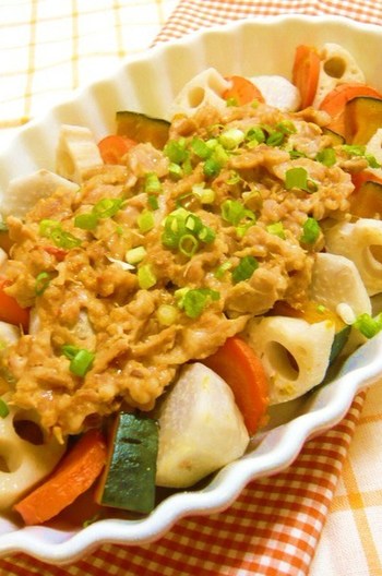 レンジでチン 根菜と豚肉の香味蒸し