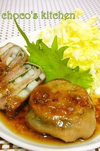 梅だれ肉巻き大葉れんこん