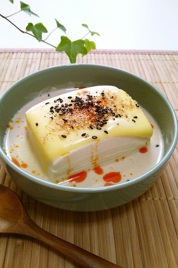 電子レンジで とろーり豆乳とチーズの温奴