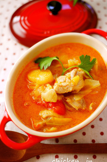 鶏肉とトマトミルクスープ