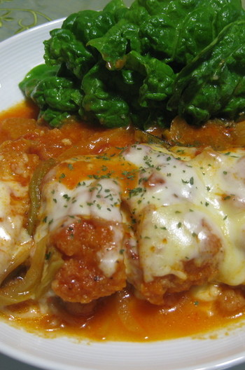 チキンカツのトマト煮込み