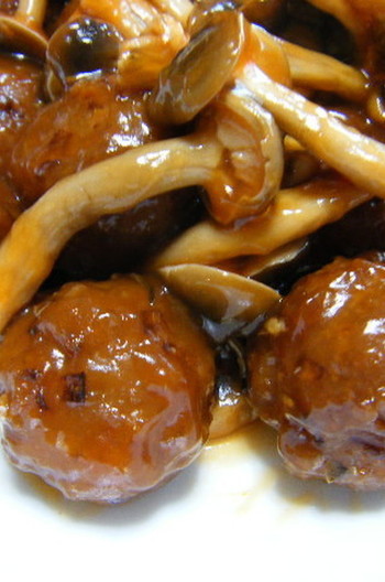 肉団子ときのこの甘酢あんかけ