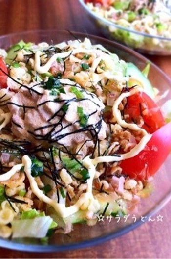 具材たっぷり サラダうどん