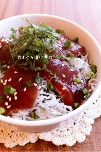 しらす干し入り まぐろ漬け丼