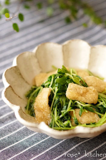 豆苗と油揚げの煮びたし
