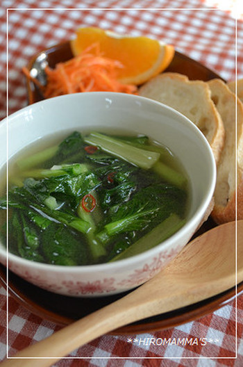 小松菜のペペロンスープ