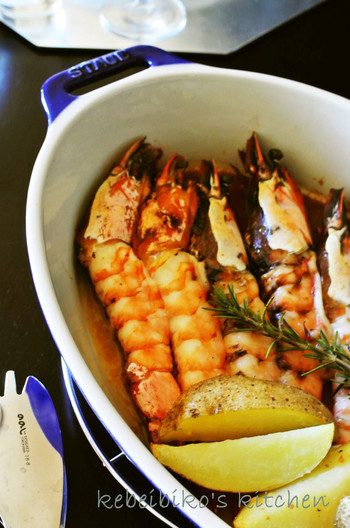 オーブンで 海老のマリネグリル