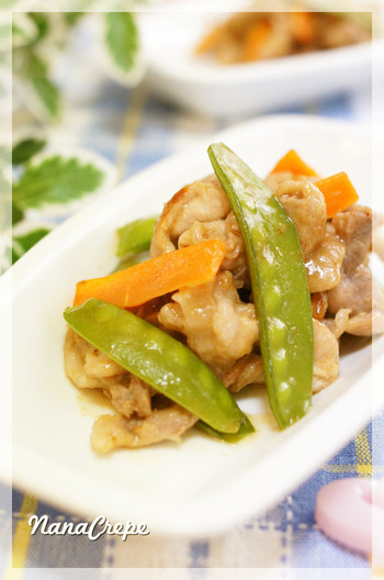 豚肉とさやえんどうの黒酢炒め