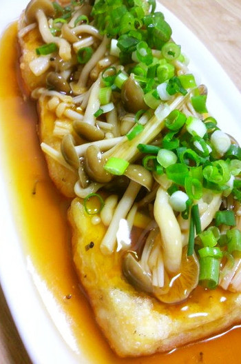 簡単 揚げ出し豆腐きのこあんかけのせ