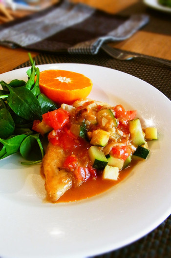 お洒落に 白身魚のムニエル濃厚ソース