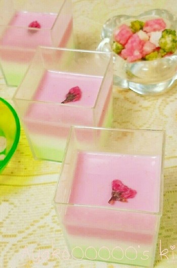 電子レンジで簡単 三色牛乳かん