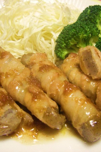 豚肉巻きコンニャクの生姜焼き