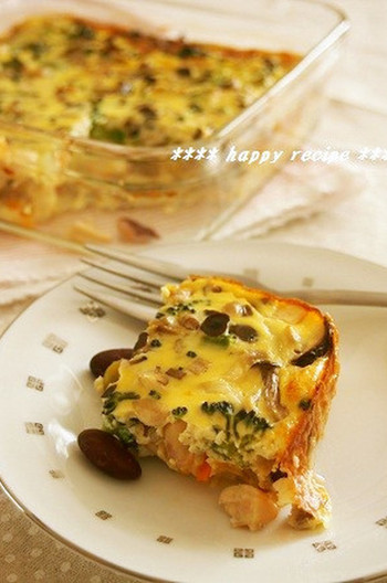 まるでサラダ 豆とキノコの軽いキッシュ