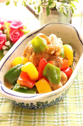 鶏もも肉と彩野菜のわさびバター醤油