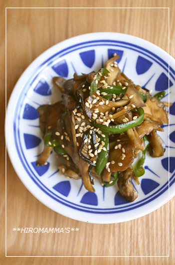 舞茸とピーマンの塩昆布炒め