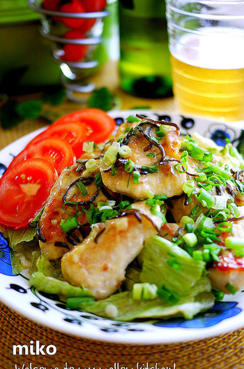 ゆず胡椒の香り 鶏むね肉の塩昆布マヨソース