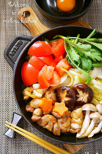 トマトでジューシー うちの鶏すき焼き